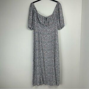 Divided Dress Size XL Blue Ditzy Floral Milkmaid Peasant Soft Girl‎ Coquette
